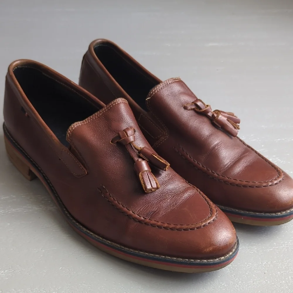 El Rayo Brown Leather Tassel Loafers Made‎ in Spain size 43 (US 10)